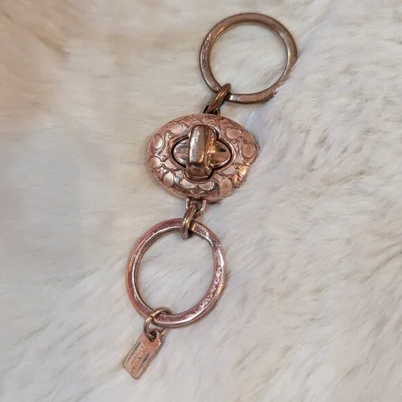 Coach Rose Gold Valet Twist Lock Key Chain - Picture 2 of 5